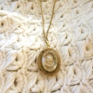 Whiting & Davis Clear Cameo Necklace